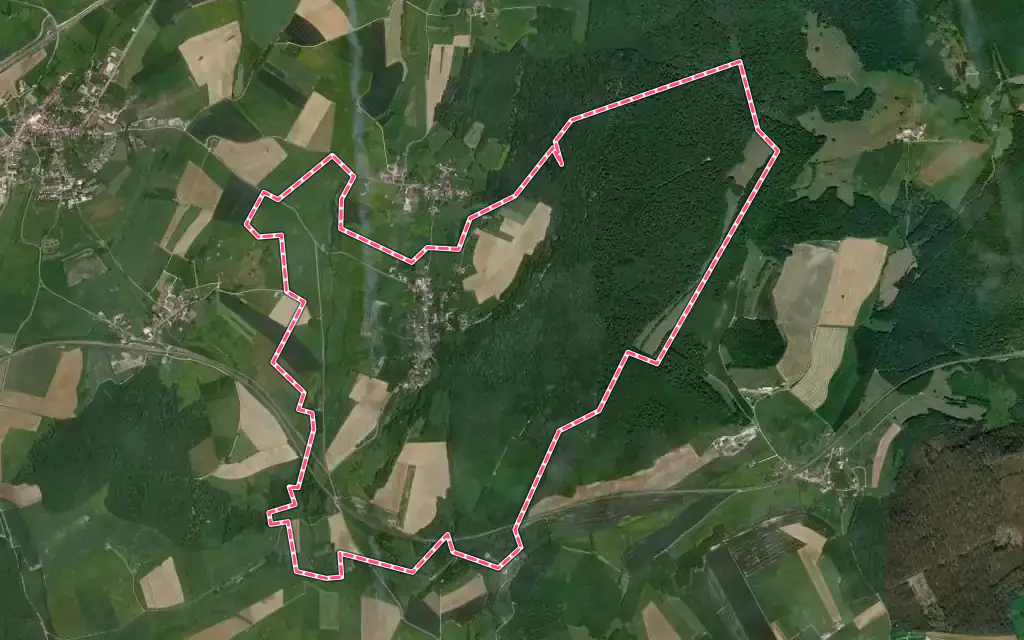 Vue satellite de Châtenois avec ses contours administratifs