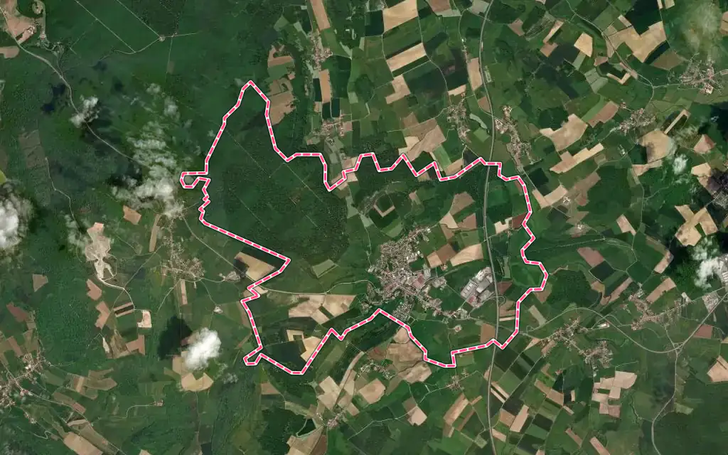 Vue satellite de Châtenois avec ses contours administratifs