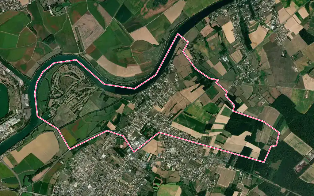 Vue satellite de Châtenoy-en-Bresse avec ses contours administratifs