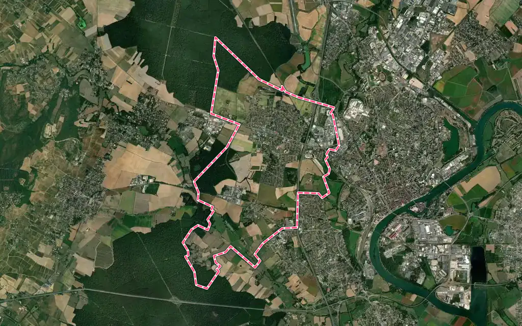 Vue satellite de Châtenoy-le-Royal avec ses contours administratifs