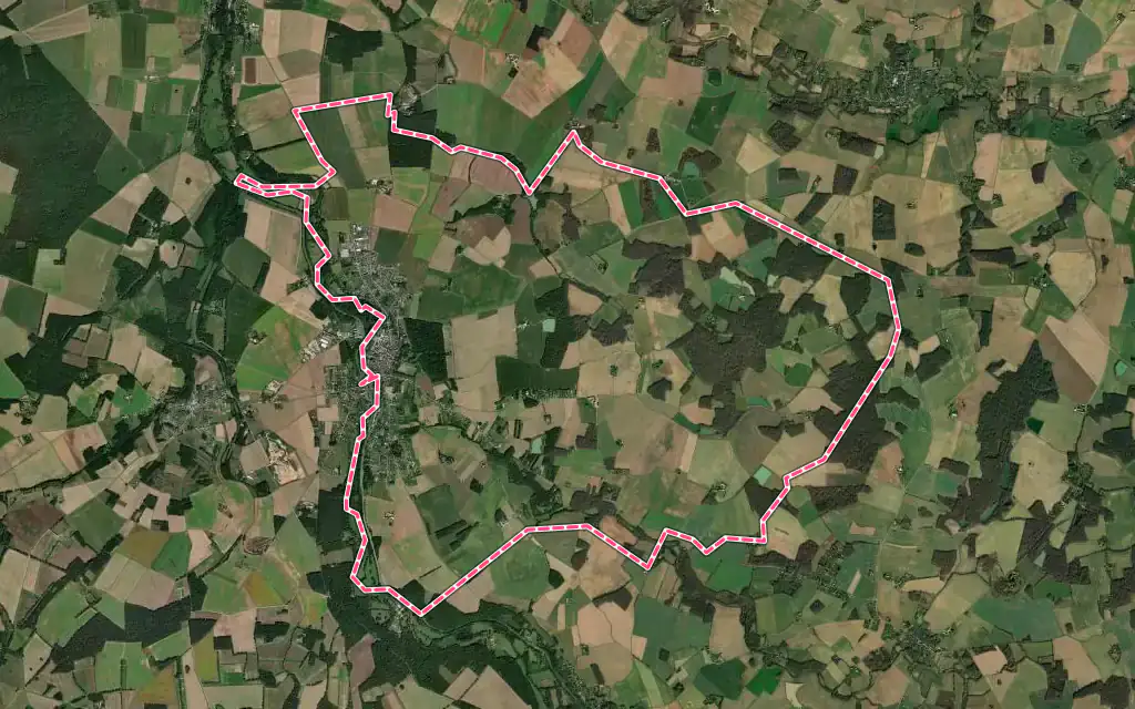 Vue satellite de Châtillon-Coligny avec ses contours administratifs