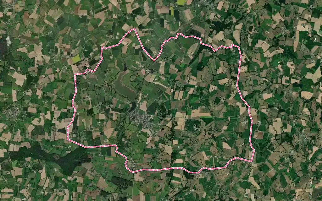 Vue satellite de Châtillon-en-Vendelais avec ses contours administratifs