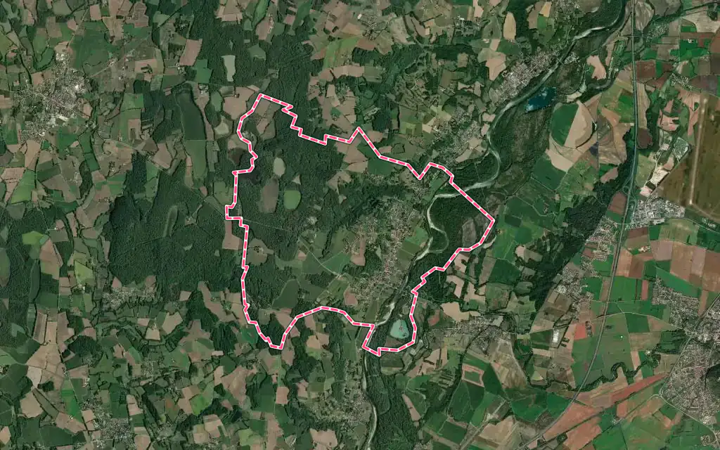 Vue satellite de Châtillon-la-Palud avec ses contours administratifs