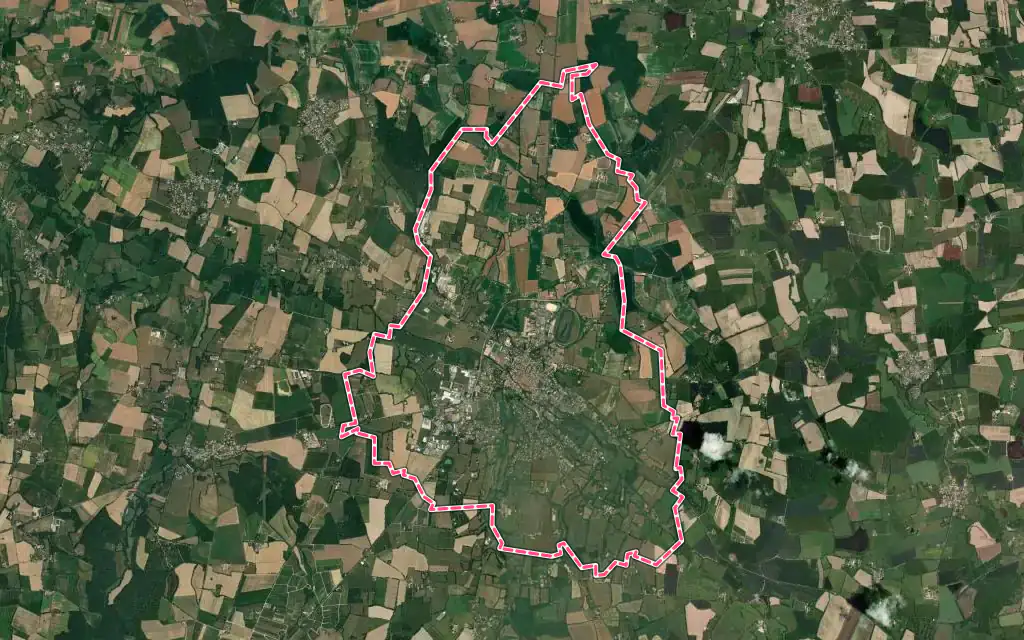Vue satellite de Châtillon-sur-Chalaronne avec ses contours administratifs