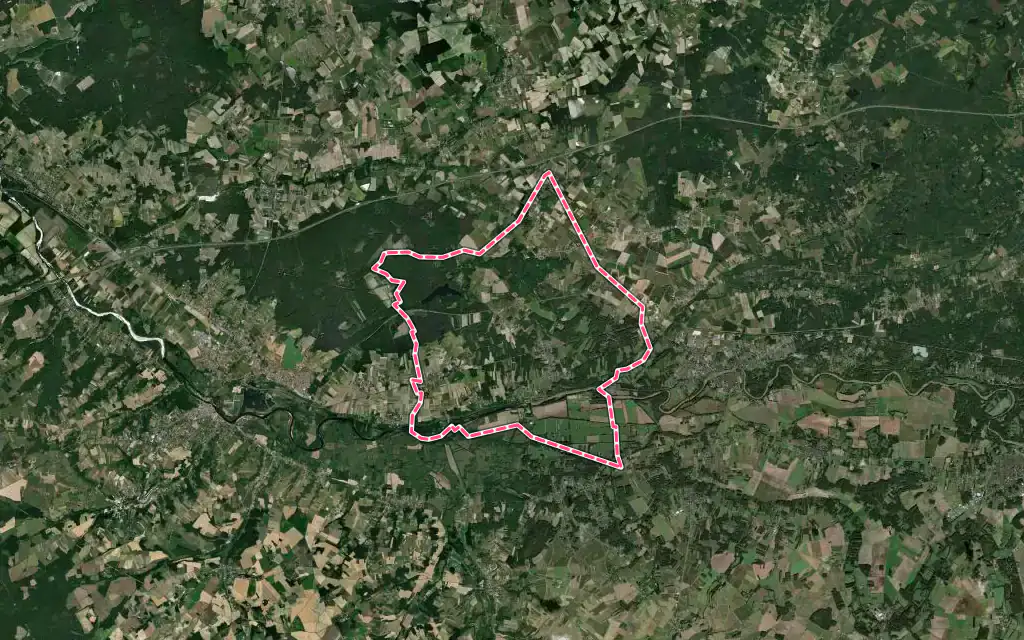 Vue satellite de Châtillon-sur-Cher avec ses contours administratifs