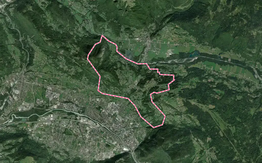 Vue satellite de Châtillon-sur-Cluses avec ses contours administratifs