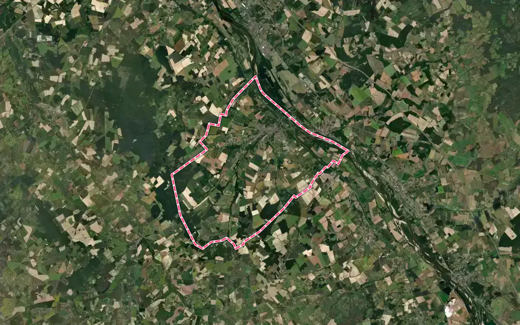 Vue satellite de Châtillon-sur-Loire avec ses contours administratifs