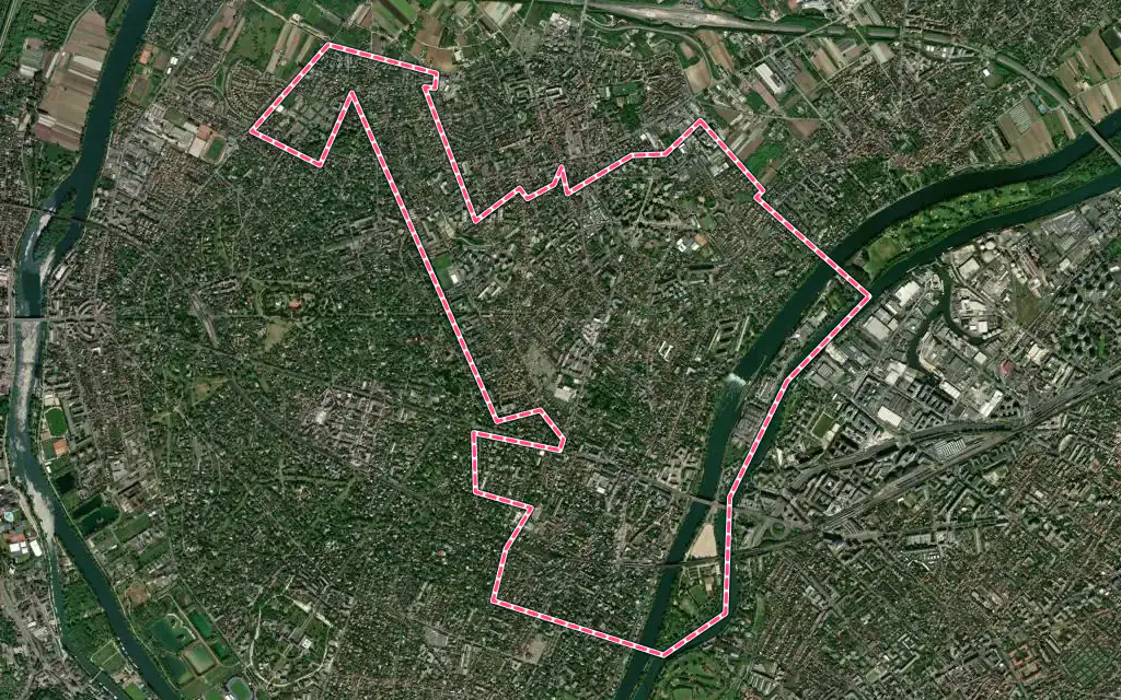 Vue satellite de Chatou avec ses contours administratifs