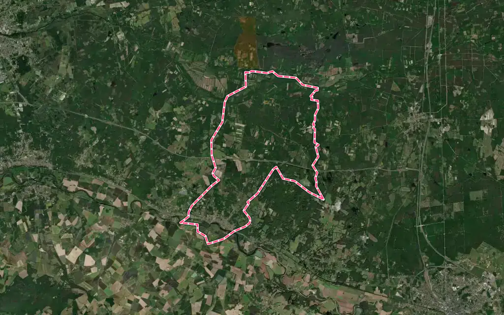 Vue satellite de Châtres-sur-Cher avec ses contours administratifs
