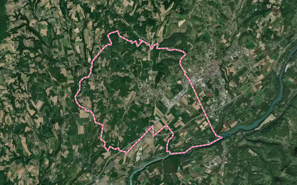 Vue satellite de Chatte avec ses contours administratifs