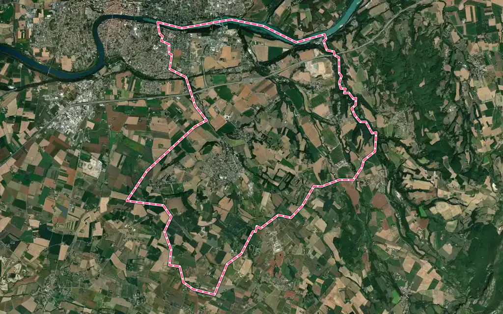 Vue satellite de Chatuzange-le-Goubet avec ses contours administratifs