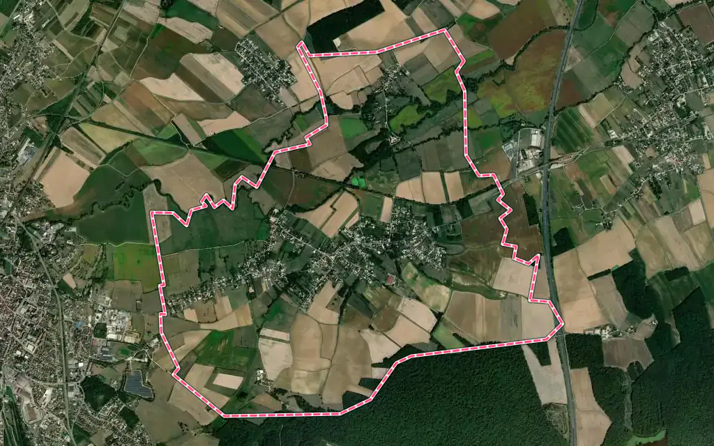 Vue satellite de Chaudenay avec ses contours administratifs
