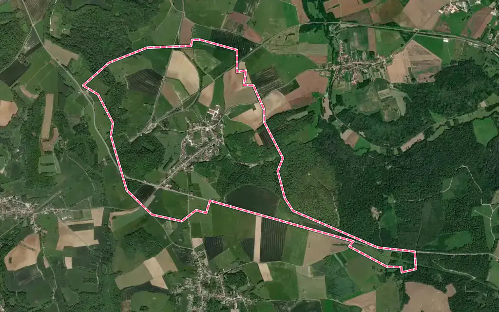 Vue satellite de Chaudenay avec ses contours administratifs