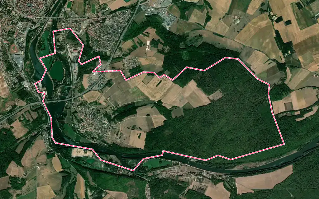 Vue satellite de Chaudeney-sur-Moselle avec ses contours administratifs