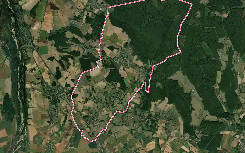 Vue satellite de Chaulgnes avec ses contours administratifs