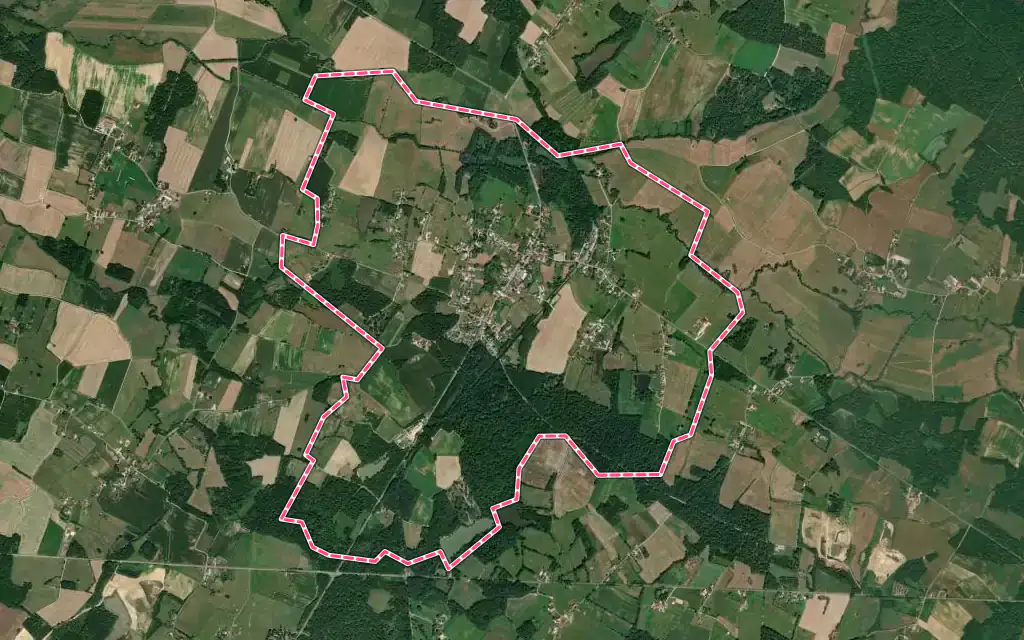 Vue satellite de Chaumergy avec ses contours administratifs