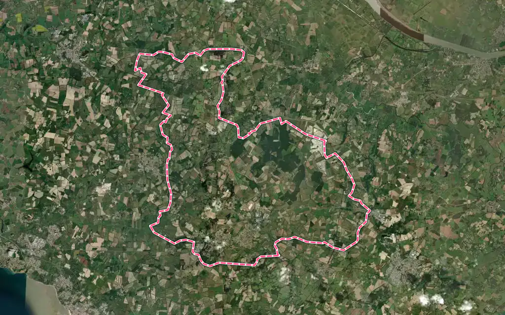 Vue satellite de Chaumes-en-Retz avec ses contours administratifs
