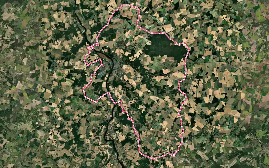 Vue satellite de Chauvigny avec ses contours administratifs
