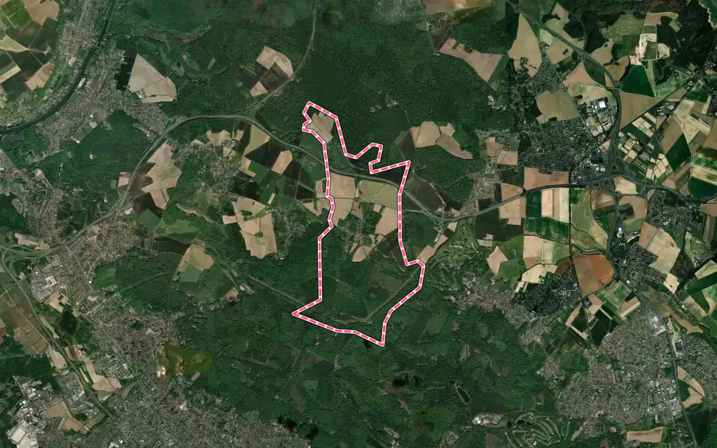 Vue satellite de Chauvry avec ses contours administratifs