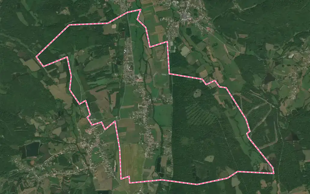 Vue satellite de Chaux avec ses contours administratifs