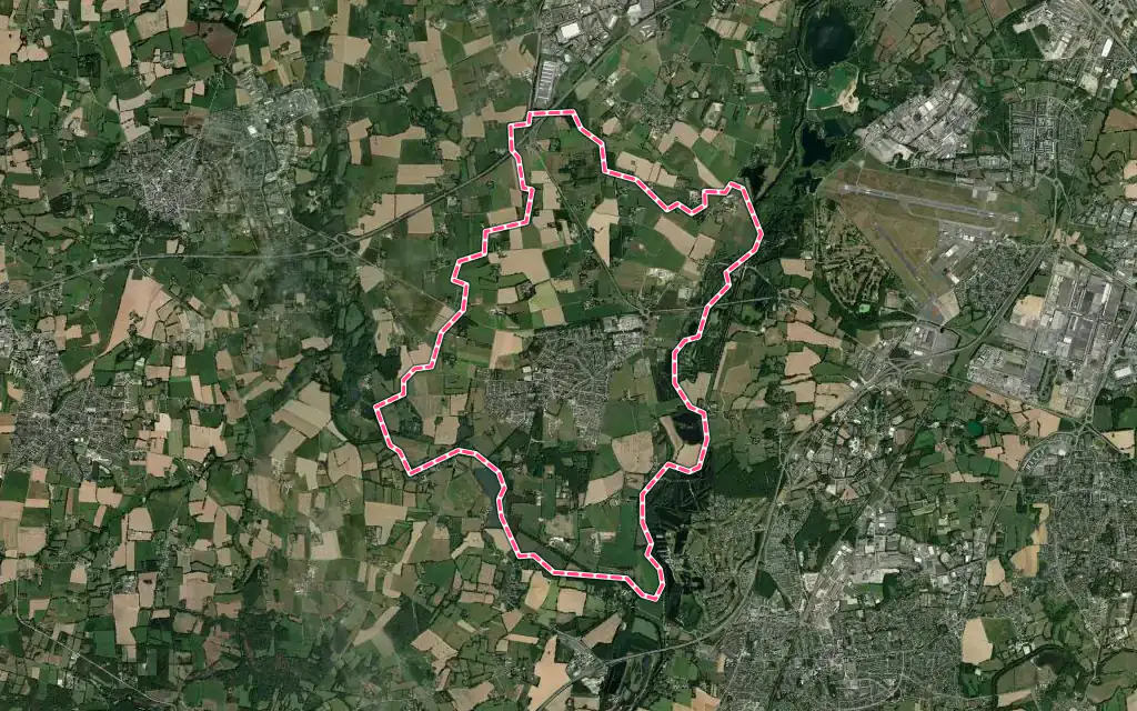 Vue satellite de Chavagne avec ses contours administratifs