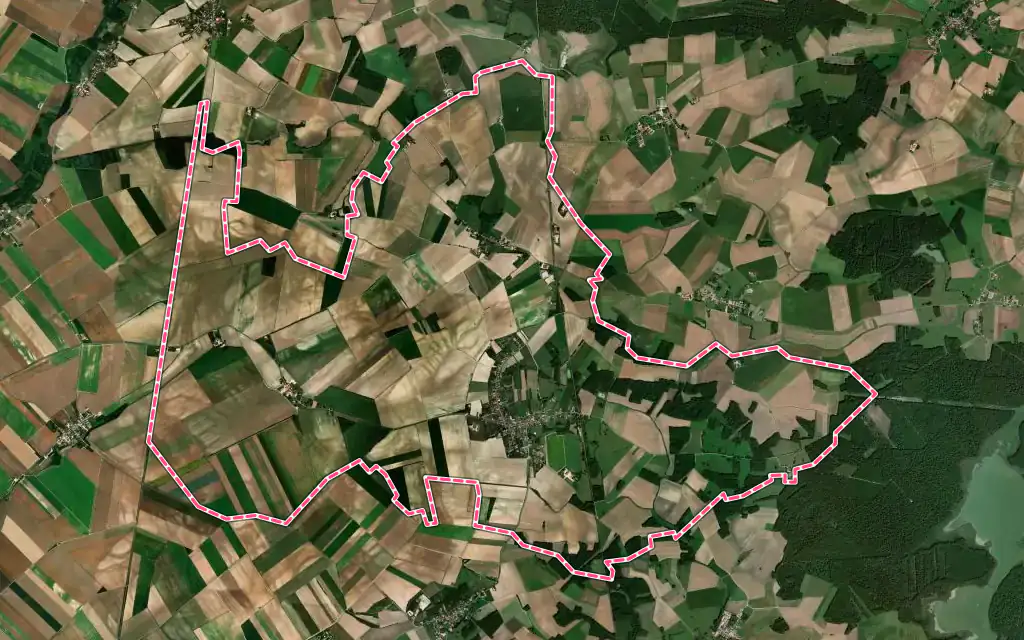 Vue satellite de Chavanges avec ses contours administratifs