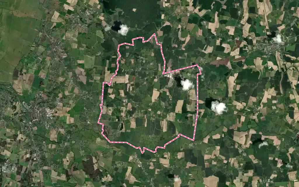 Vue satellite de Chavannes-sur-Reyssouze avec ses contours administratifs