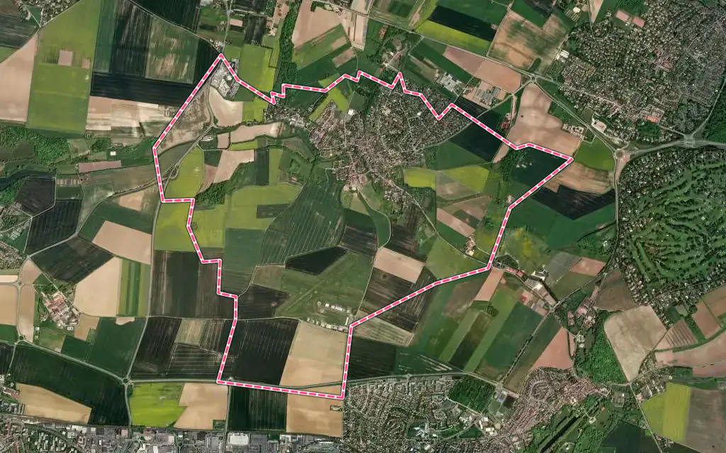 Vue satellite de Chavenay avec ses contours administratifs