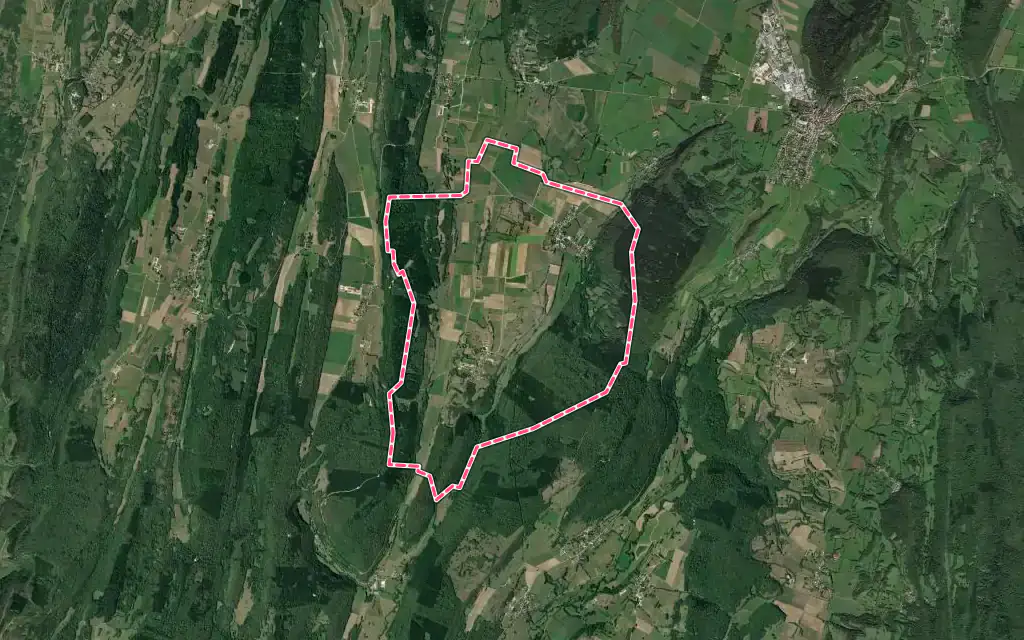 Vue satellite de Chavéria avec ses contours administratifs