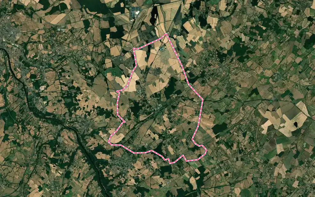 Vue satellite de Chavin avec ses contours administratifs