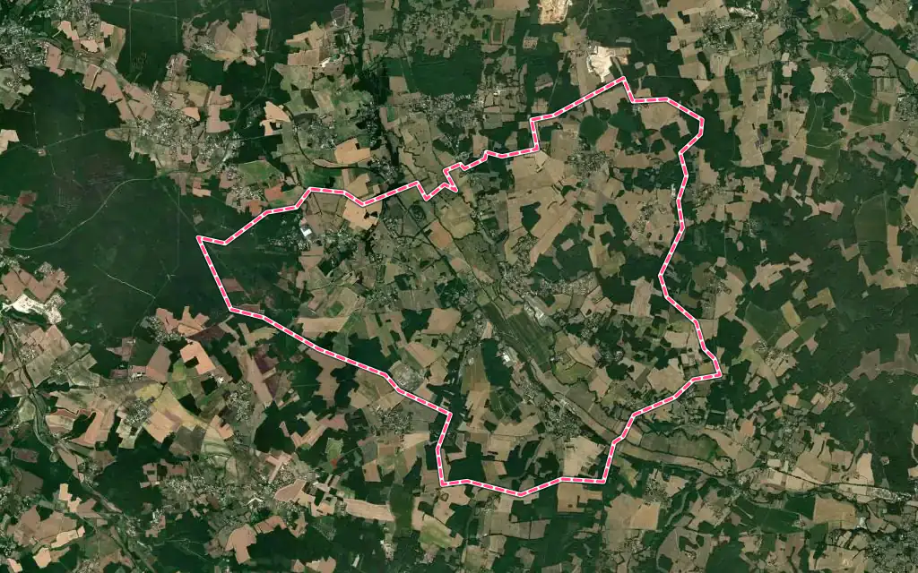Vue satellite de Chazelles avec ses contours administratifs