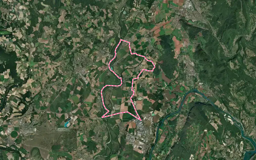 Vue satellite de Chazey-sur-Ain avec ses contours administratifs