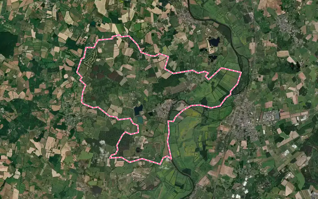 Vue satellite de Cheffes avec ses contours administratifs