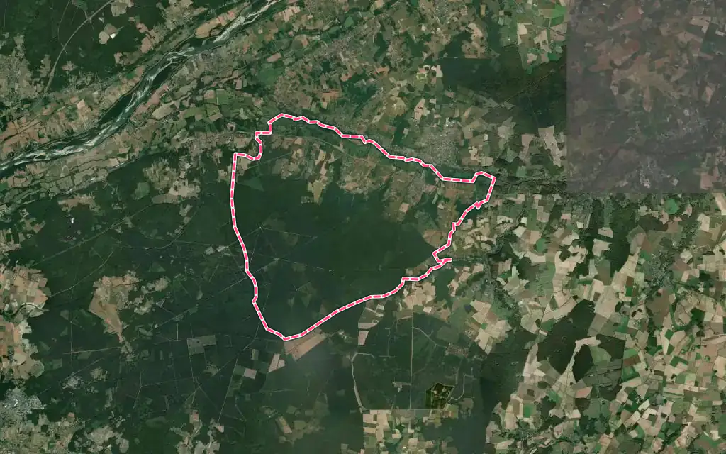 Vue satellite de Cheillé avec ses contours administratifs