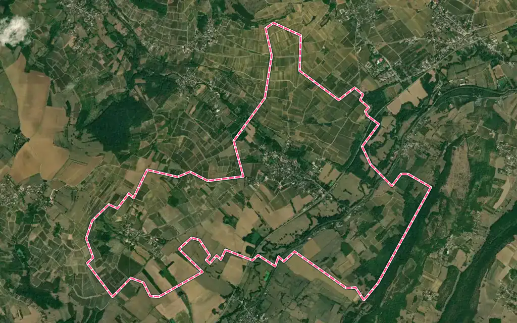 Vue satellite de Cheilly-lès-Maranges avec ses contours administratifs