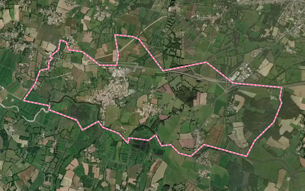 Vue satellite de Cheix-en-Retz avec ses contours administratifs