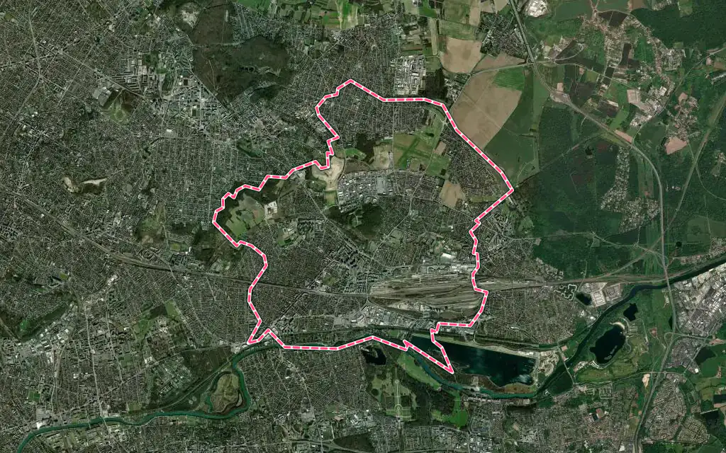 Vue satellite de Chelles avec ses contours administratifs