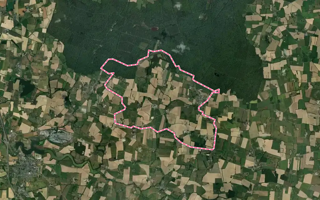 Vue satellite de Chelun avec ses contours administratifs