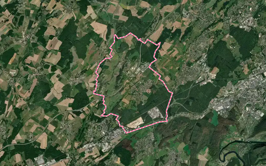 Vue satellite de Chemaudin et Vaux avec ses contours administratifs