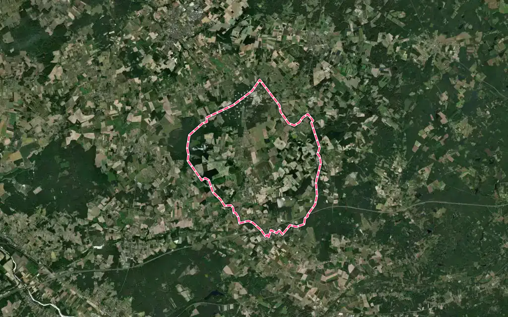 Vue satellite de Chémery avec ses contours administratifs
