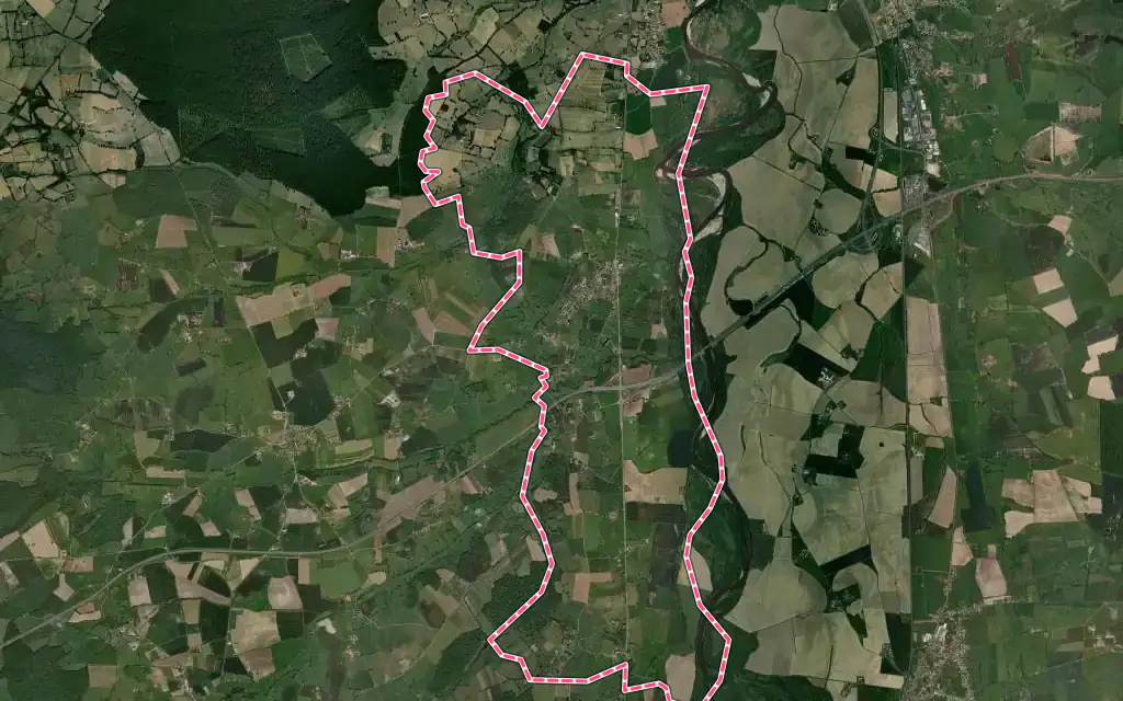 Vue satellite de Chemilly avec ses contours administratifs