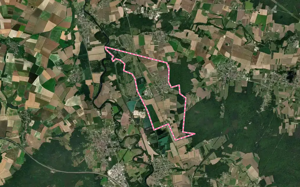 Vue satellite de Chemilly-sur-Yonne avec ses contours administratifs