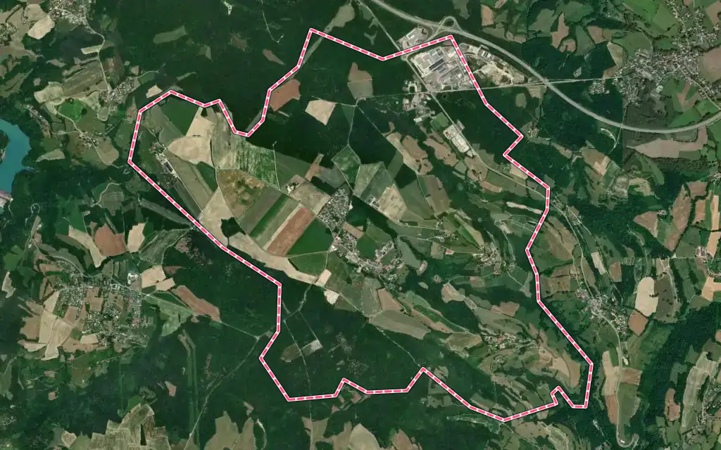 Vue satellite de Chêne-en-Semine avec ses contours administratifs