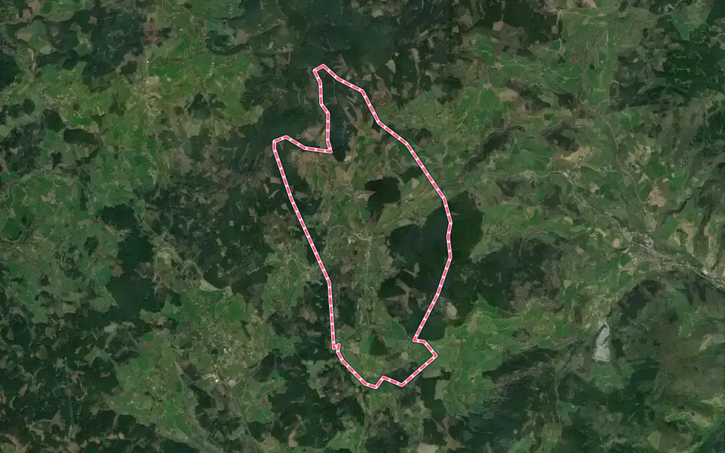 Vue satellite de Chénelette avec ses contours administratifs