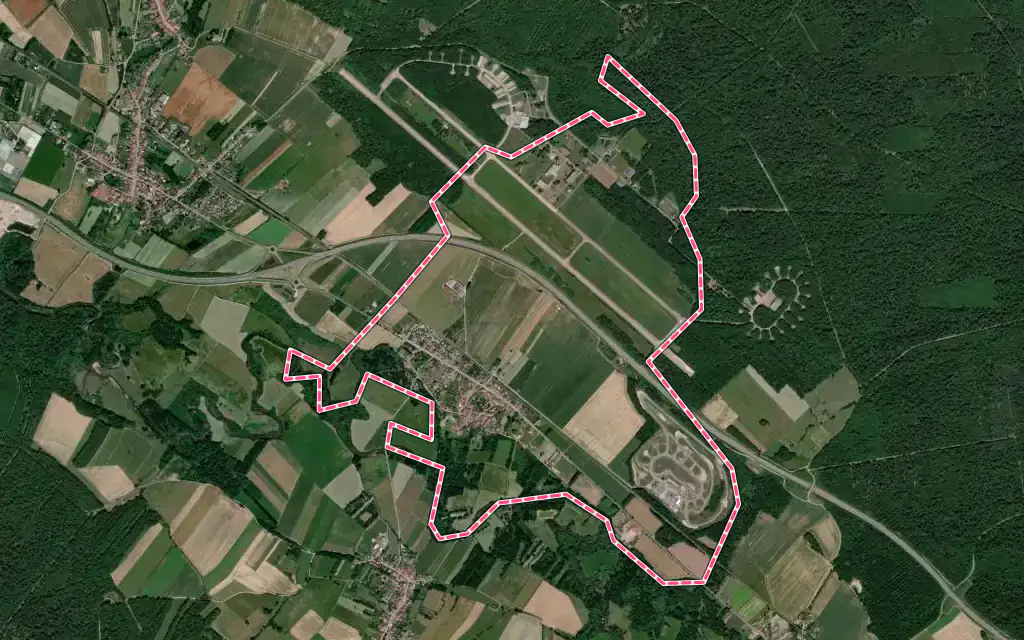 Vue satellite de Chenevières avec ses contours administratifs