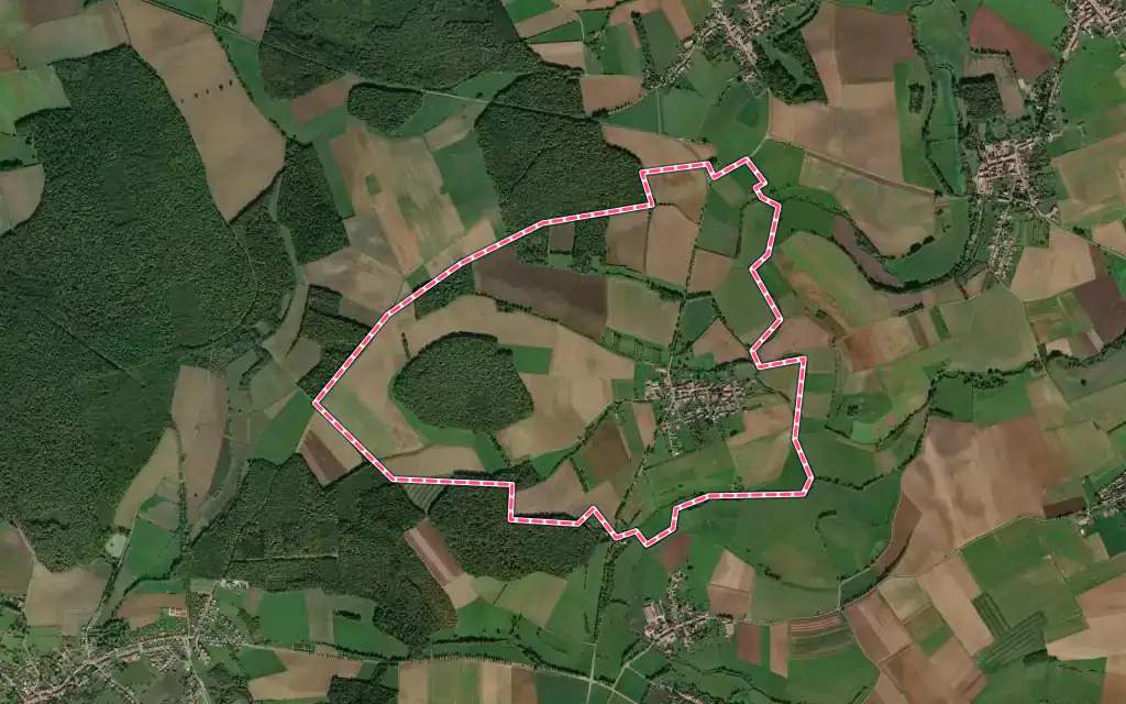 Vue satellite de Chenicourt avec ses contours administratifs