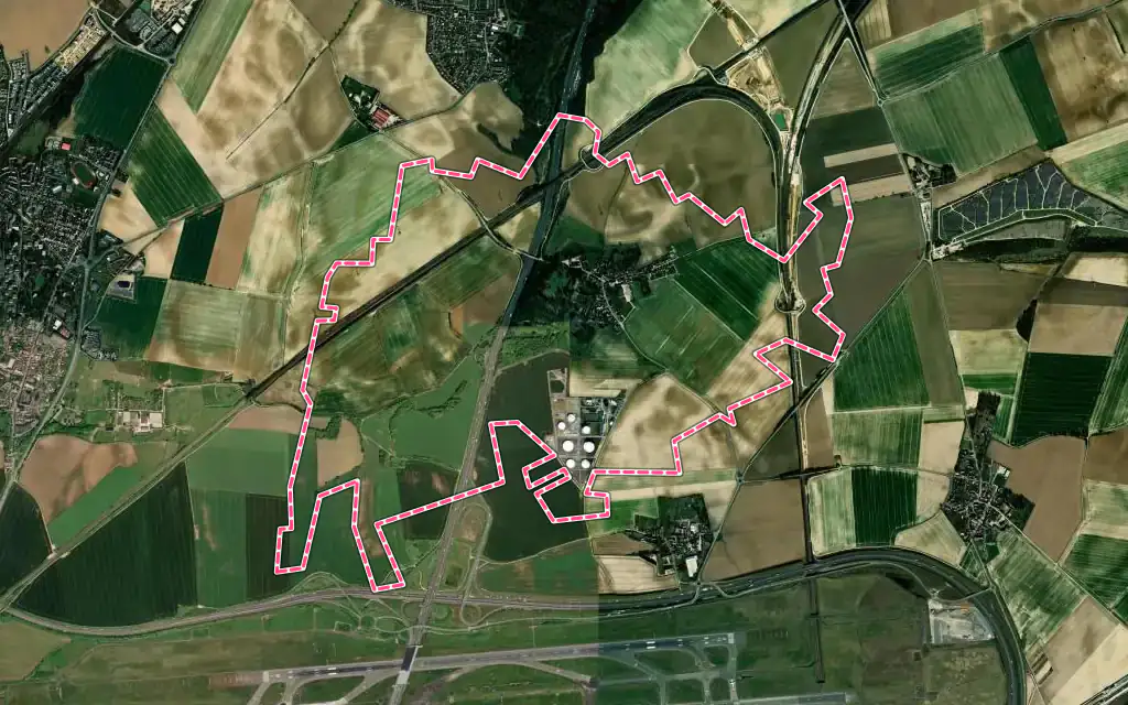 Vue satellite de Chennevières-lès-Louvres avec ses contours administratifs