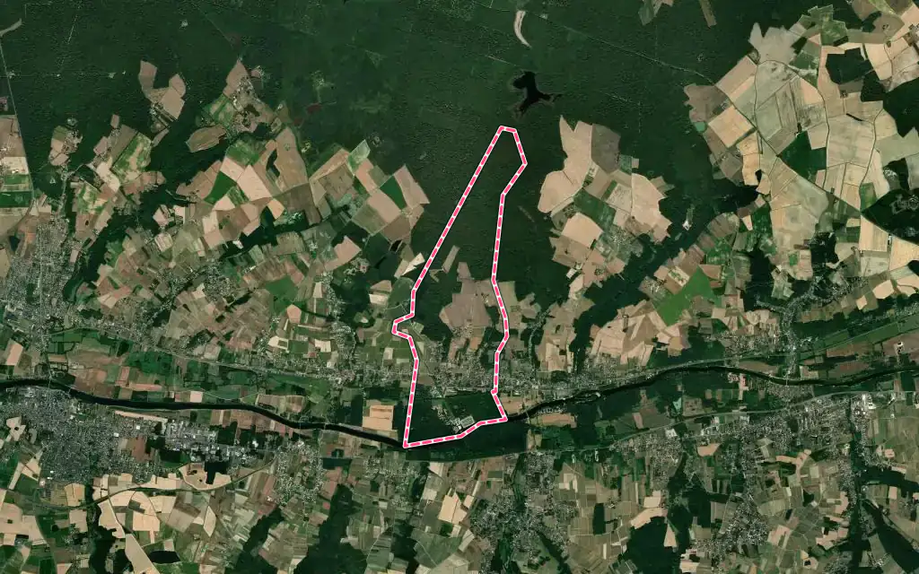 Vue satellite de Chenonceaux avec ses contours administratifs