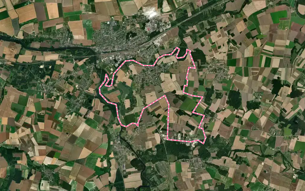 Vue satellite de Cheny avec ses contours administratifs