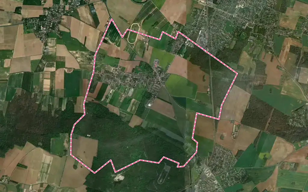 Vue satellite de Cheptainville avec ses contours administratifs